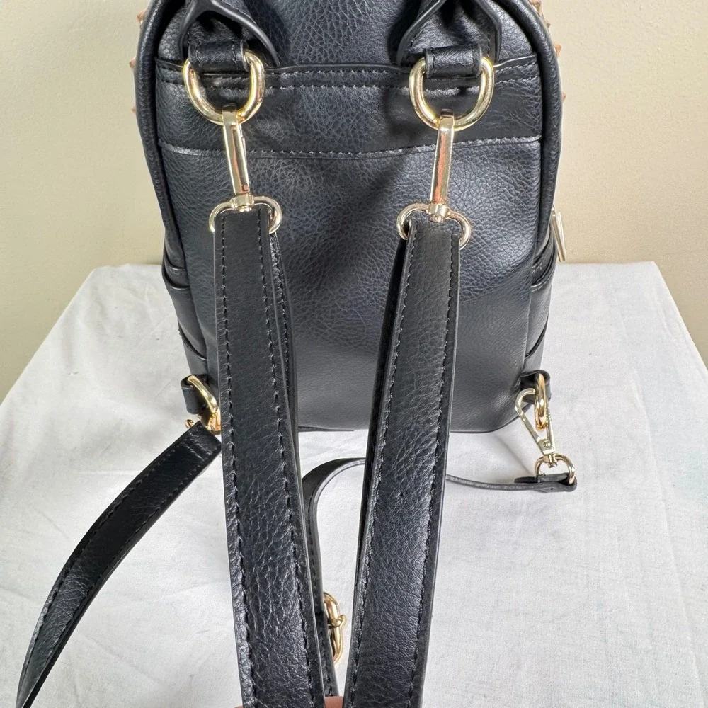 NWOT Bebe Black Rhinestone Studded Mini Backpack‎ Y2K Glam Vegan Leather Bag